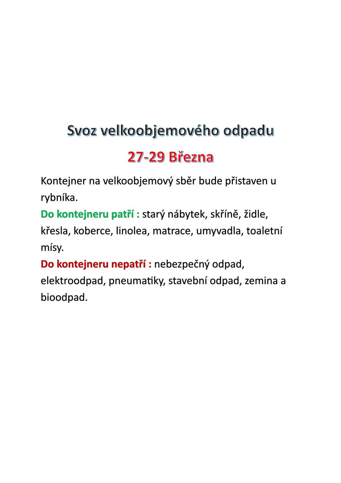 Svoz velkoobjemového odpadu