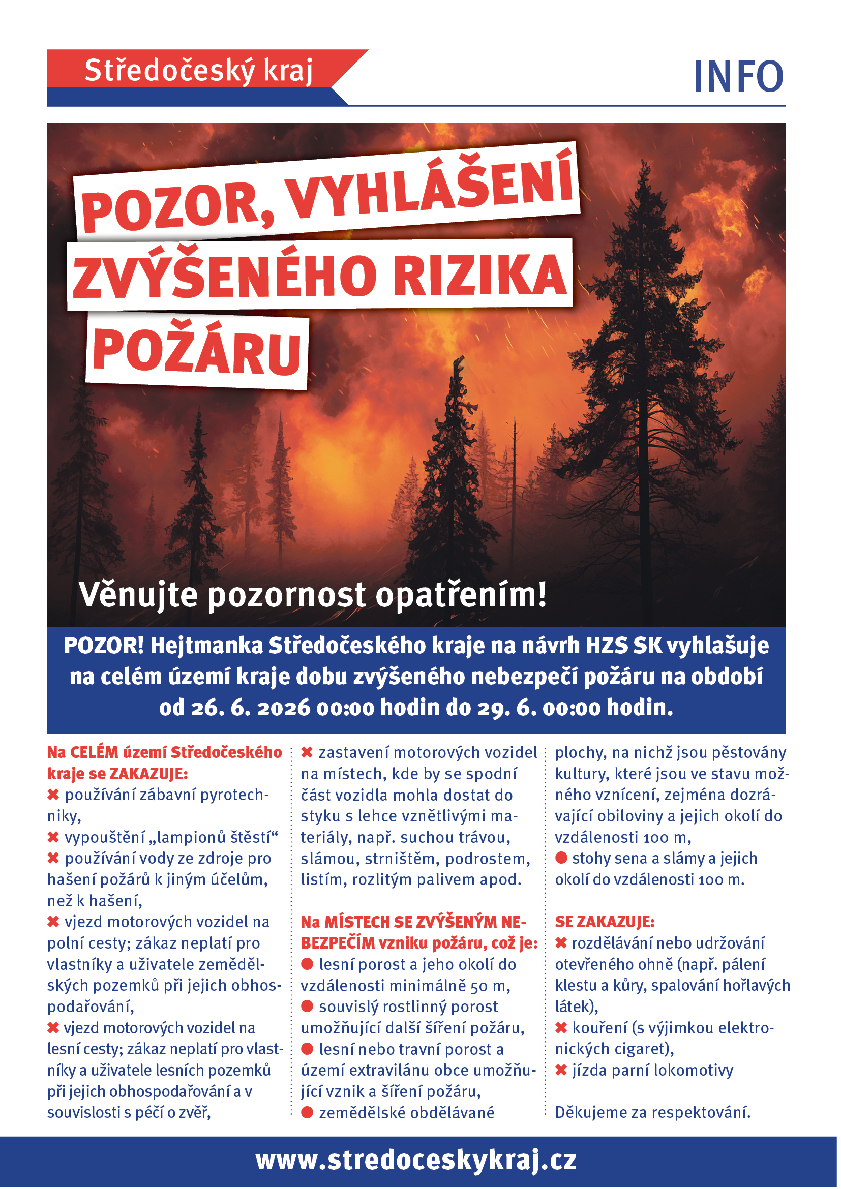 Vyhlášení zvýšeného rizika požáru